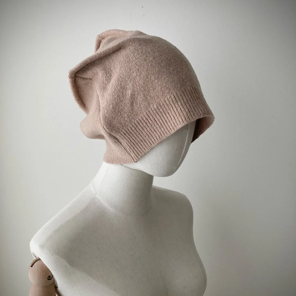 joodito origami crown 100% wool sweater cloche hat beanie bucket cap beige tan - Picture 6 of 10